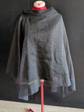 Perfetto Wear Goth Tznuit Black Crinkle Organza Handkerchief Hem Midi Skirt